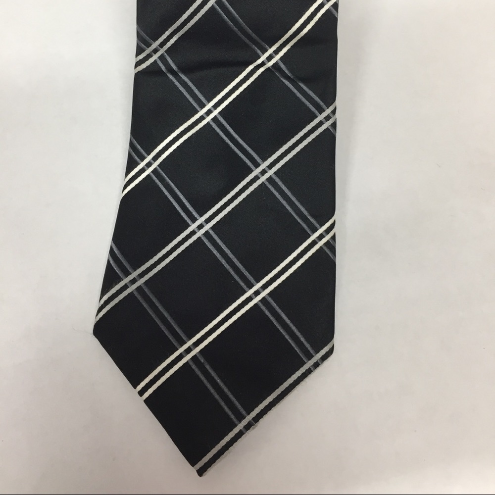 Donald trump signature silk tie silver black white
